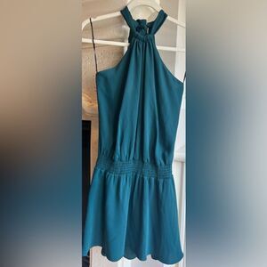Amanda Uprichard Dark Green Polyester Halter Top Blouson Mini Dress Size XS 0/2